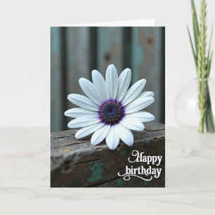 White Bloom Birthday Card