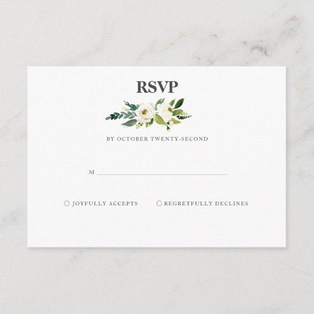 White Bloom RSVP Card (Front)