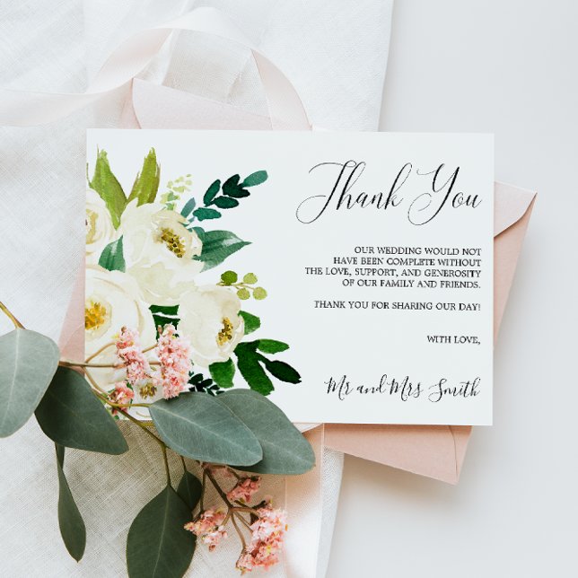 White Bloom | Rustic Floral Wedding Thank you Card (Creator Uploaded)
