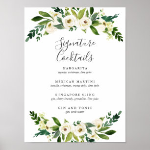White Bloom   Signature Cocktail Menu Sign