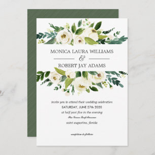 White Bloom Sophisticated Wedding Invitation