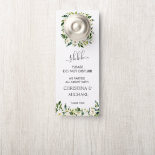 White Bloom Wedding Guest Do Not Disturb Door Hanger