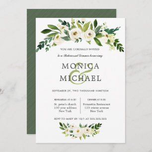 White Bloom   Wedding  Rehearsal Dinner Invitation