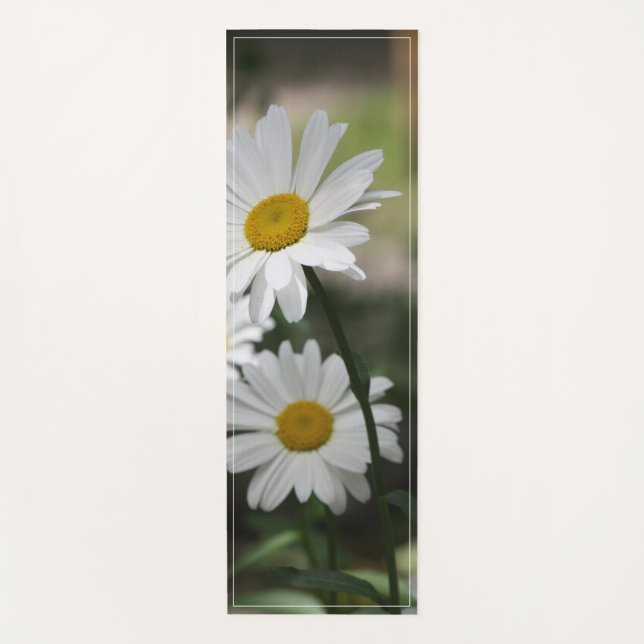 White Blooming Daisies Yoga Mat (Front)