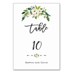 White Blooming Floral Handwriting Table Number