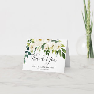 White Blooming Flowers all occasion Wedding Thank You Card