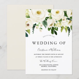 White Blooming Flowers Elegant Wedding Invitation