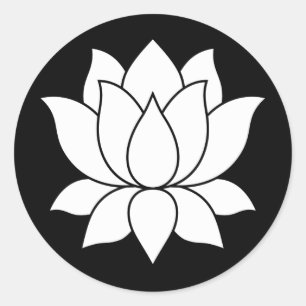White Blooming Lotus Flower symbol Classic Round Sticker