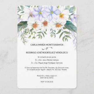 White Blooms Spanish Wedding Invitation