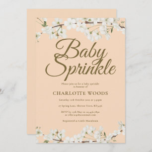 White Blossom Baby Sprinkle Gender Neutral Invitation