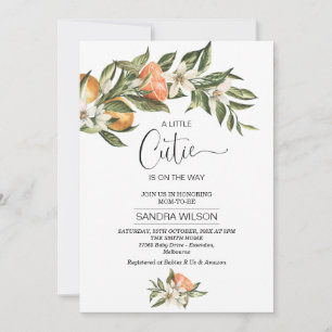 White Blossom Clementine Little Cutie Baby Shower Invitation