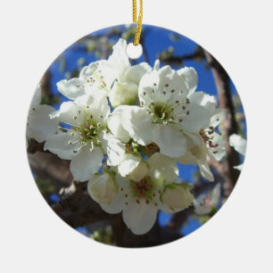White Blossom Clusters Spring Flowering Pear Tree Ceramic Tree Decoration