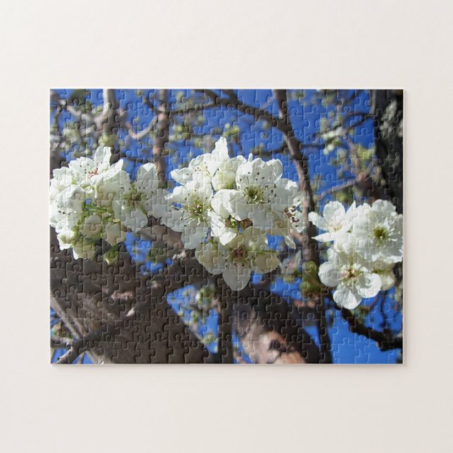 White Blossom Clusters Spring Flowering Pear Tree Jigsaw Puzzle (Horizontal)
