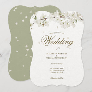 White Blossom Floral Wedding Invitation