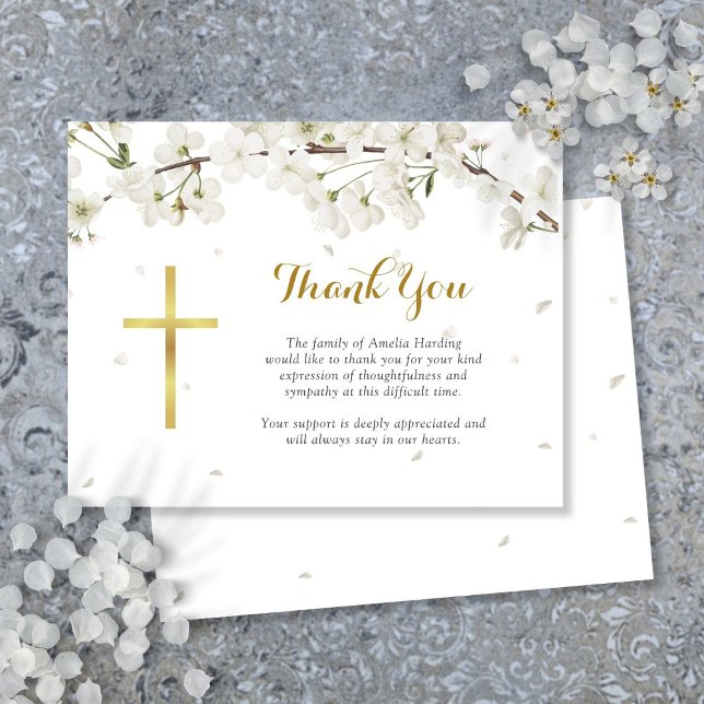 White Blossom Funeral Christian Thank You Card (White Blossom Funeral Christian Thank You Card)