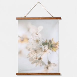 White Blossom Nature Photo Hanging Tapestry
