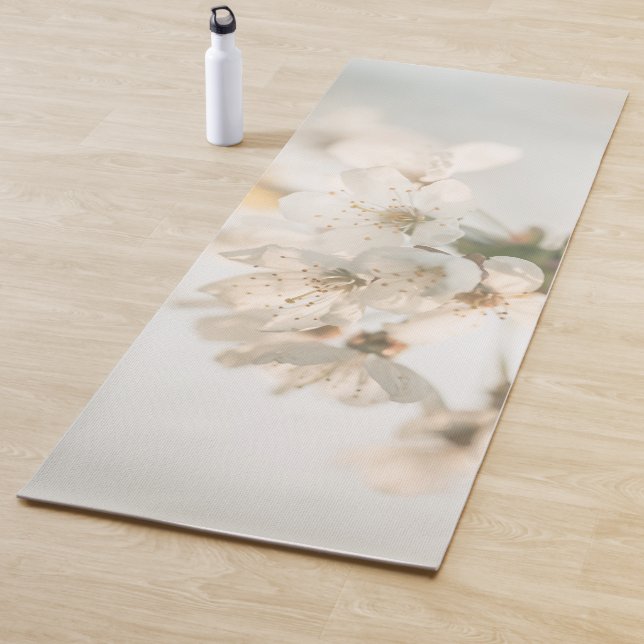 White Blossom Nature Photo Yoga Mat (In Situ)