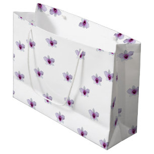 White Blossom Purple Centre  Large Gift Bag