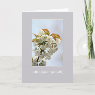 white blossom sympathy card.english card