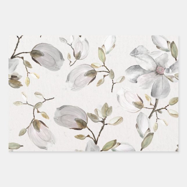 White Blossom Wrapping Paper (Front 2)