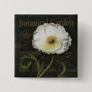 White Blossoms and Leaves 15 Cm Square Badge