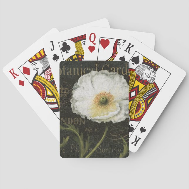 White Blossoms and Leaves Playing Cards (Back)