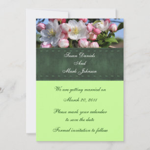 White Blossoms Floral Wedding Save The Date Invitation