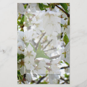 White Blossoms, flowering cherry tree Stationery