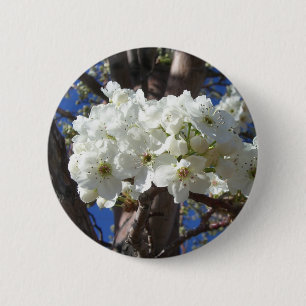 White Blossoms II Spring Flowering Tree 6 Cm Round Badge