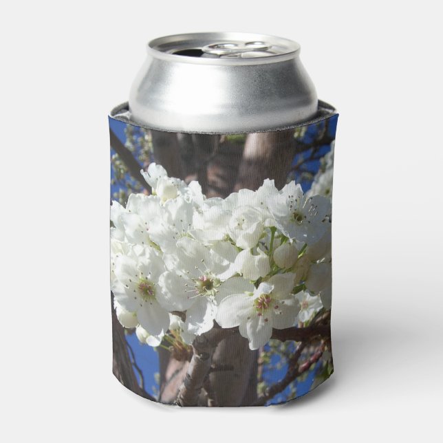 White Blossoms II Spring Flowering Tree Can Cooler (Can Front)