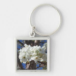 White Blossoms II Spring Flowering Tree Key Ring