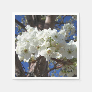 White Blossoms II Spring Flowering Tree Napkin