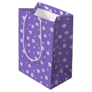 White Blossoms on Purple Medium Gift Bag