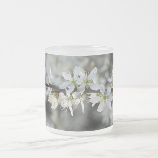 White Blossoms Photo Glass Mug (Center)