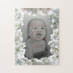 White Blossoms Puzzle Personalised Photo Puzzle