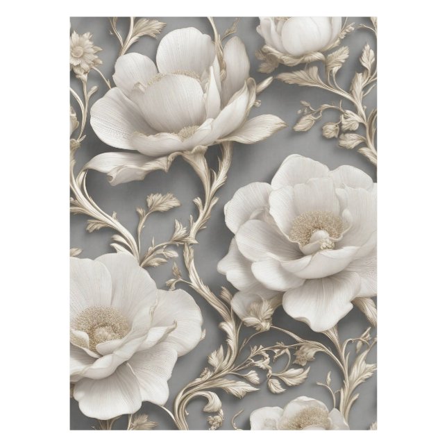 White Blossoms Tablecloth (Front)