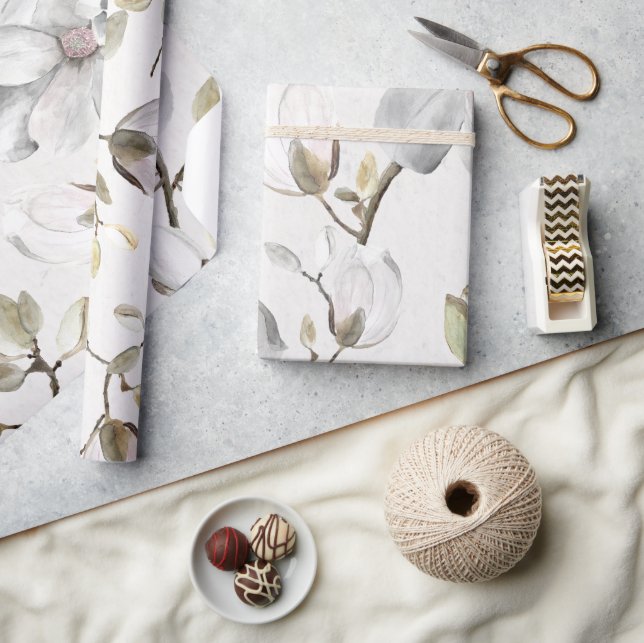 White Blossoms Wrapping Paper (Crafts)