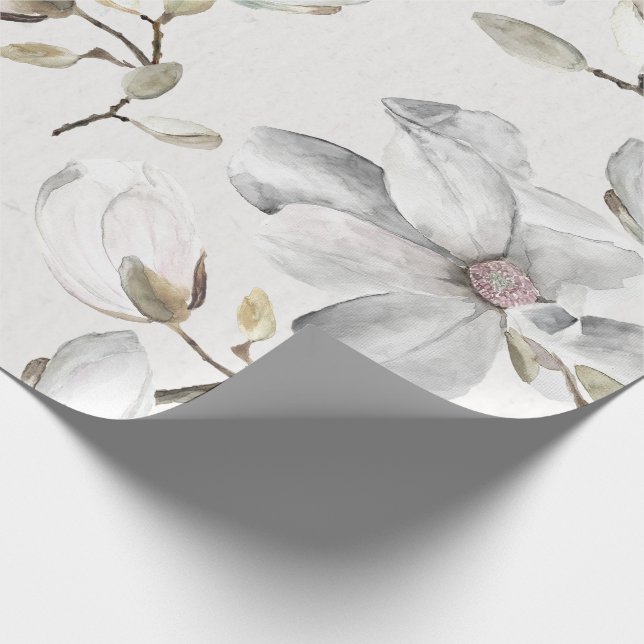 White Blossoms Wrapping Paper (Corner)