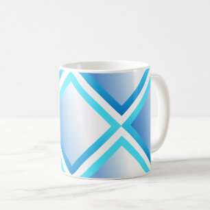 White Blue Abstract Geometric Coffee Mug