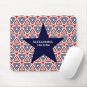 White Blue American Patriotic Modern Pattern Mouse Mat