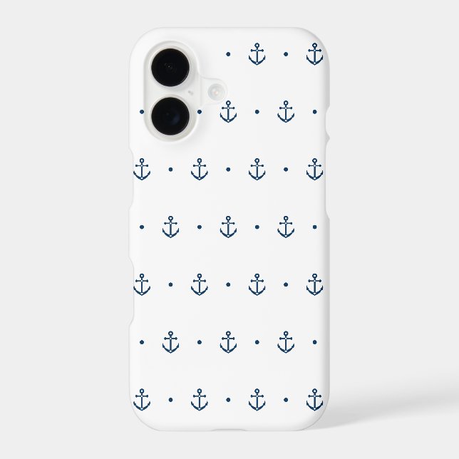 White Blue Anchor Pattern Nautical (Back)