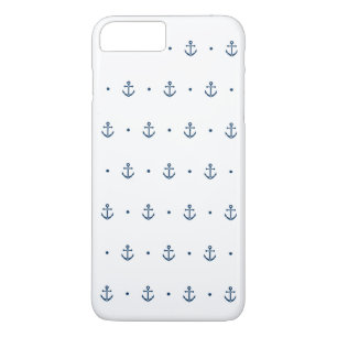 White Blue Anchor Pattern Nautical iPhone 8 Plus/7 Plus Case