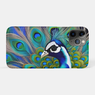 White blue and Green Piebald Peacock  iPhone 11 Pro Case
