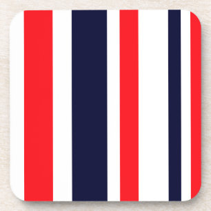White, Blue And Red Stripes Coaster