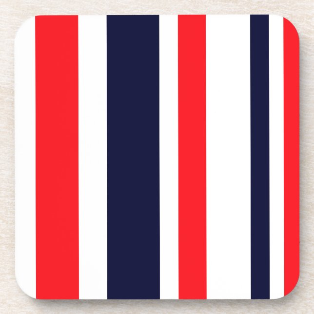 White, Blue And Red Stripes Coaster (Front)