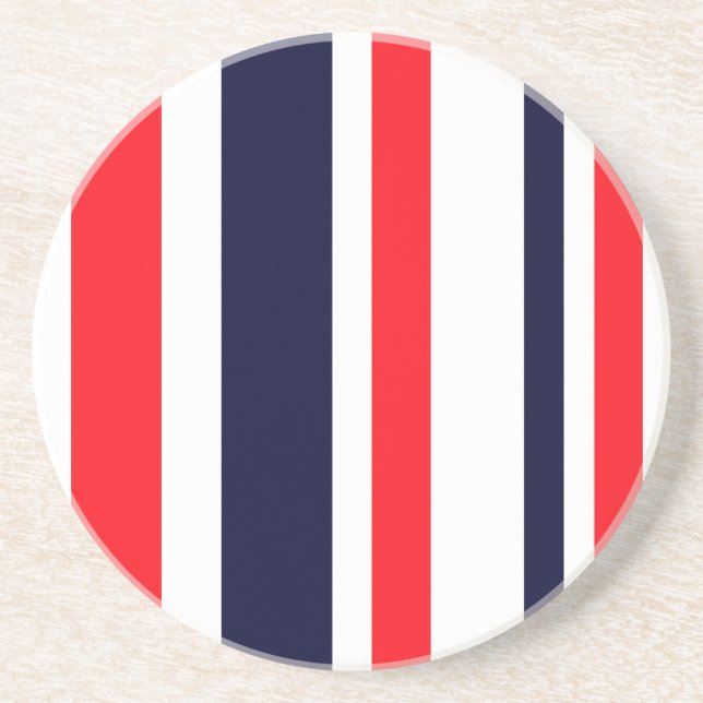 White, Blue And Red Stripes Coaster (Front)