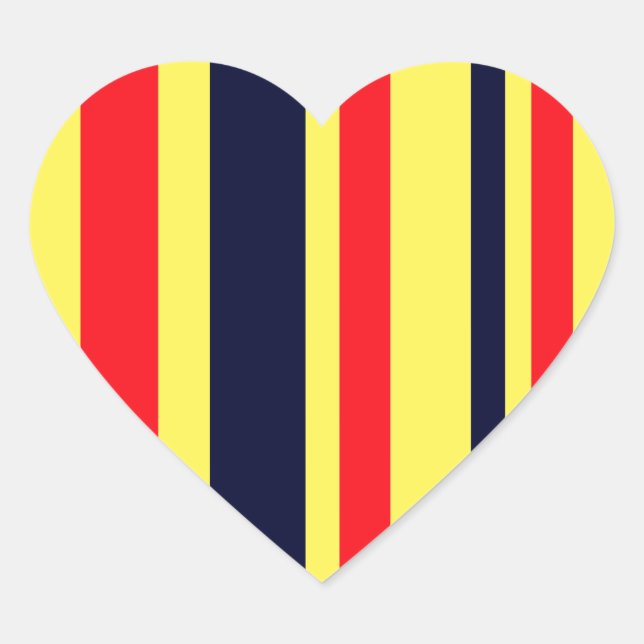 White, Blue And Red Stripes Heart Sticker (Front)