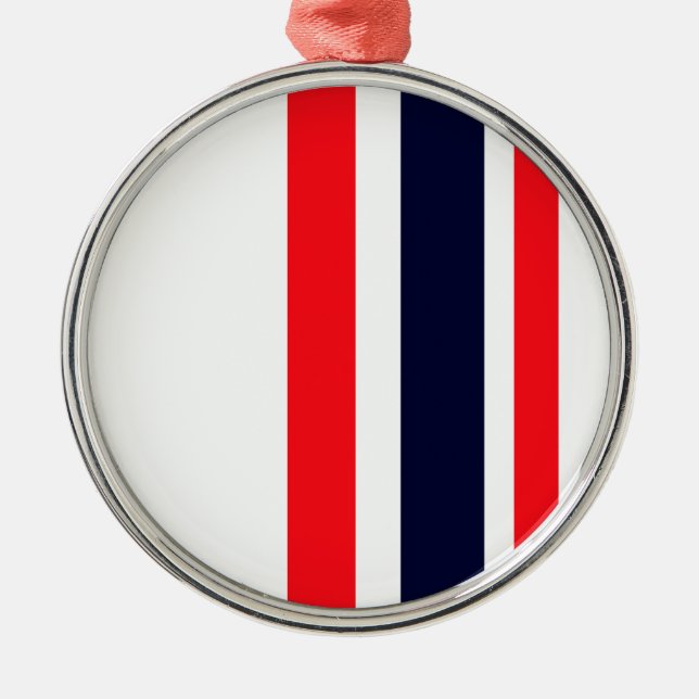 White, Blue And Red Stripes Metal Tree Decoration (Front)