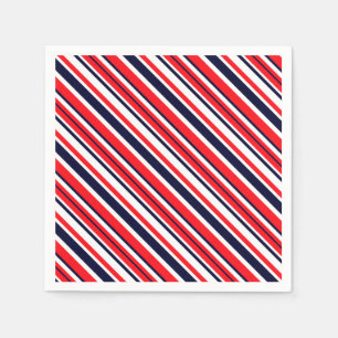 White, Blue And Red Stripes Napkin