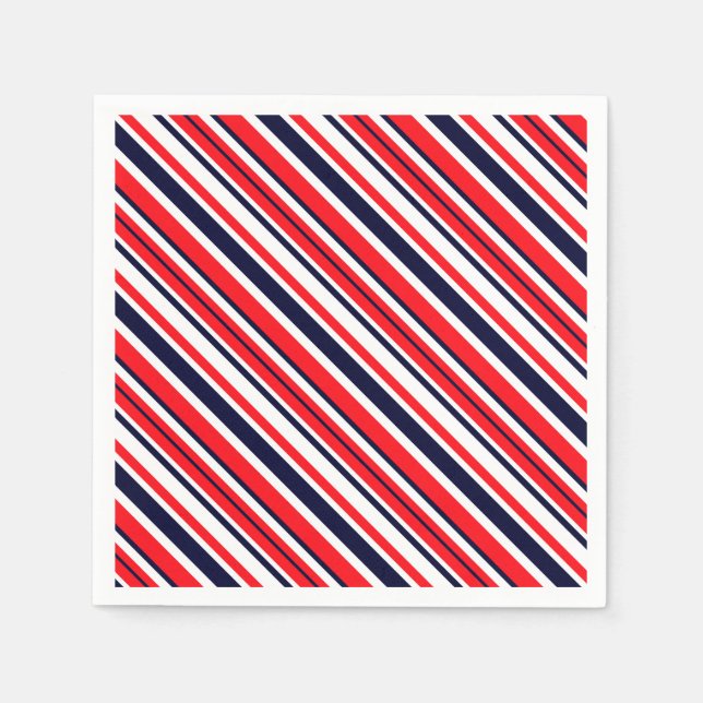 White, Blue And Red Stripes Napkin (Front)